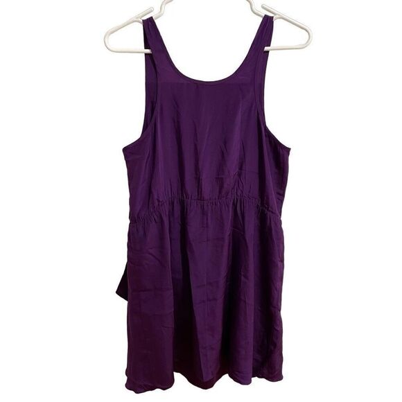 Amanda Uprichard Womens Silk Dress L Royal Purple V Neckline Elastic Waist - Picture 2 of 5